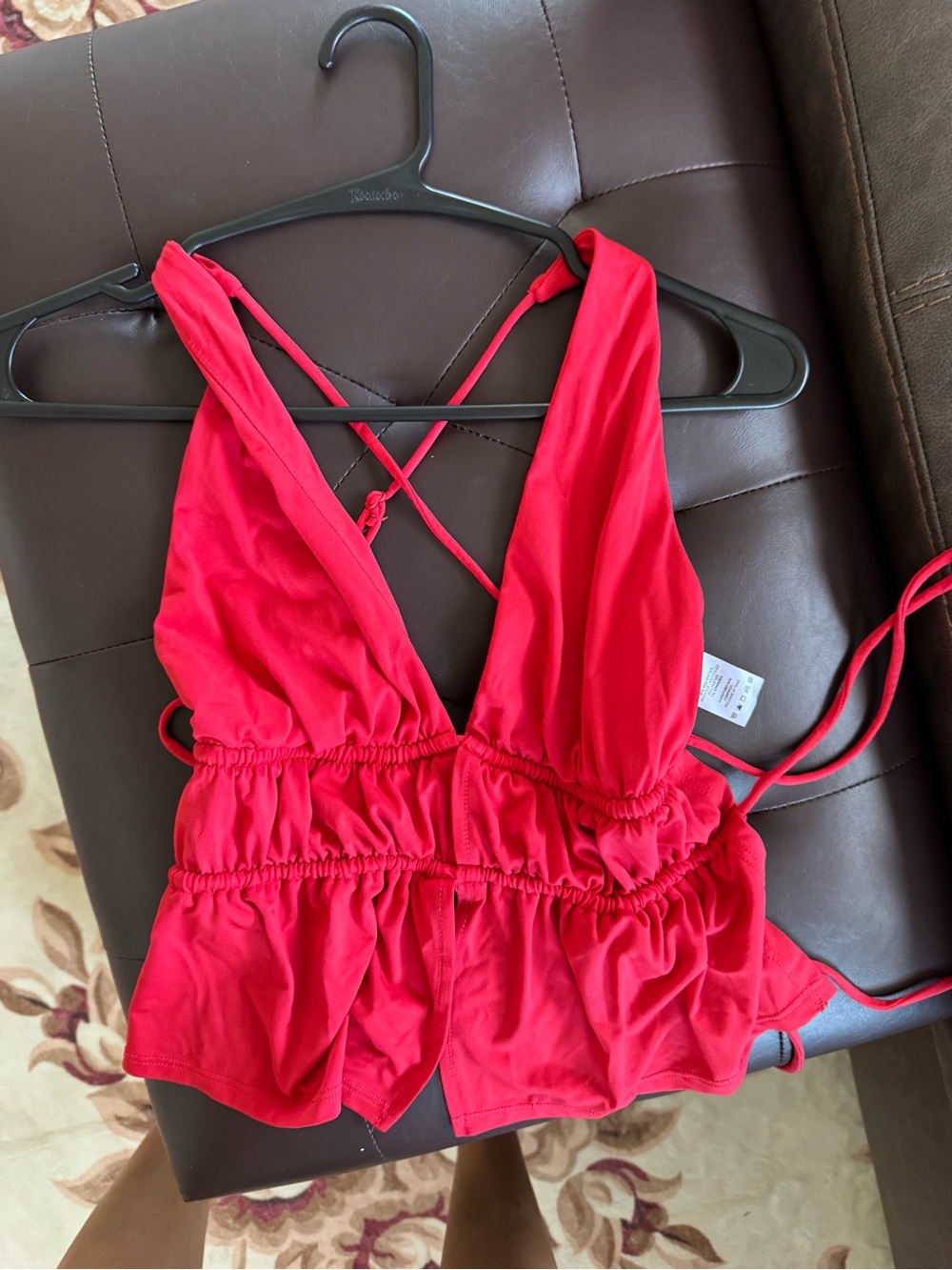 Zara Bright Red Ruffle backless top